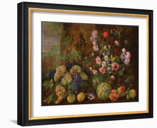 Still Life of Fruits and Flowers (Oil on Canvas)-Italian School-Framed Giclee Print