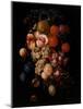 Still Life of Grapes, Cherries and Plums Hanging from A Nail with A Blue Ribbon, 17Th Century (Oil-Cornelis De Heem-Mounted Giclee Print