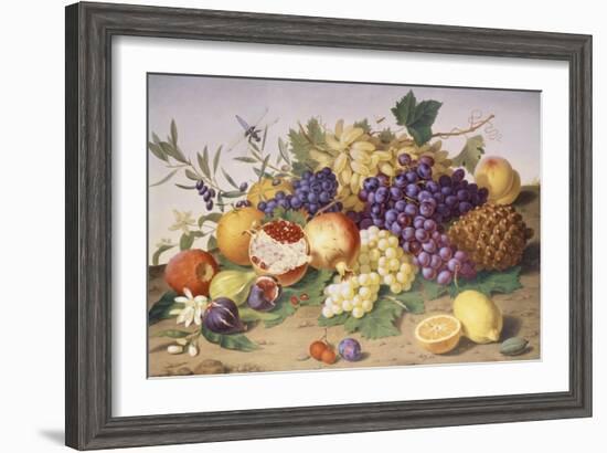 Still Life of Grapes, Pineapple, Figs and Pomegranates-Adolf Senff-Framed Giclee Print