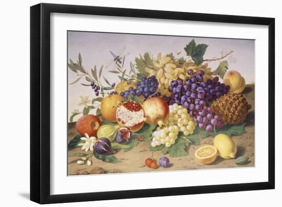 Still Life of Grapes, Pineapple, Figs and Pomegranates-Adolf Senff-Framed Giclee Print