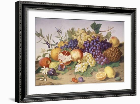 Still Life of Grapes, Pineapple, Figs and Pomegranates-Adolf Senff-Framed Giclee Print