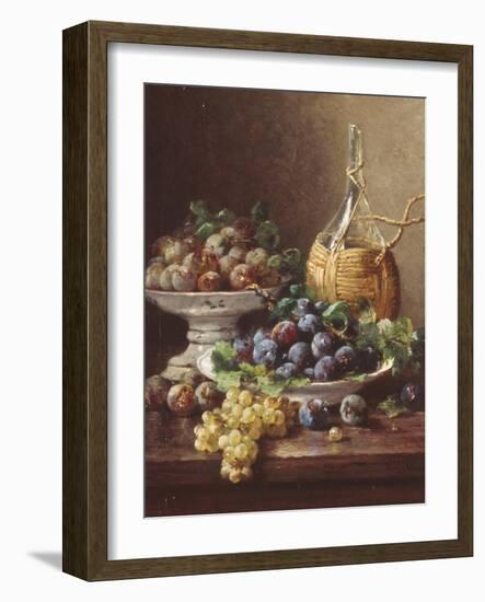 Still Life of Grapes, Plums and Wine-Eugene Claude-Framed Giclee Print