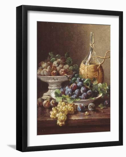 Still Life of Grapes, Plums and Wine-Eugene Claude-Framed Giclee Print