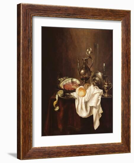Still Life of Ham and Silver Plate-Willem Claesz Heda-Framed Giclee Print