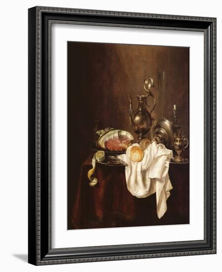 Still Life of Ham and Silver Plate-Willem Claesz Heda-Framed Giclee Print