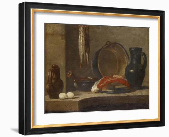 Still Life of Kitchen Utensils, C.1733-34-Jean-Baptiste Simeon Chardin-Framed Giclee Print