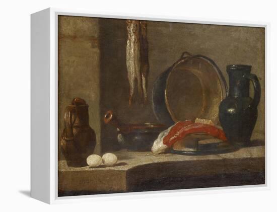 Still Life of Kitchen Utensils, C.1733-34-Jean-Baptiste Simeon Chardin-Framed Premier Image Canvas