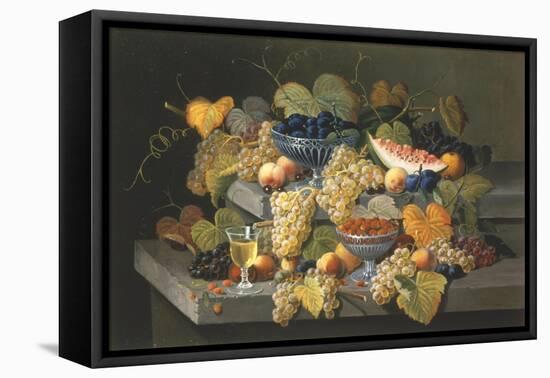 Still Life of Melon, Cherries, and Strawberries-Severin Roesen-Framed Premier Image Canvas