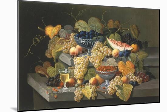 Still Life of Melon, Cherries, and Strawberries-Severin Roesen-Mounted Giclee Print