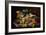 Still Life of Melon, Plums, Grapes, Peaches, Cherries, Strawberries Etc on Stone Ledges-Severin Roesen-Framed Giclee Print