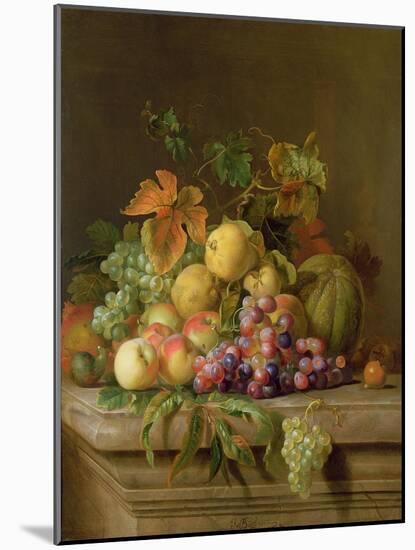 Still Life of Melons, Grapes and Peaches on a Ledge-Jakob Bogdani Or Bogdany-Mounted Giclee Print