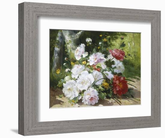 Still Life of Mixed Summer Flowers-Eugene Henri Cauchois-Framed Giclee Print