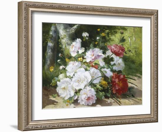 Still Life of Mixed Summer Flowers-Eugene Henri Cauchois-Framed Giclee Print