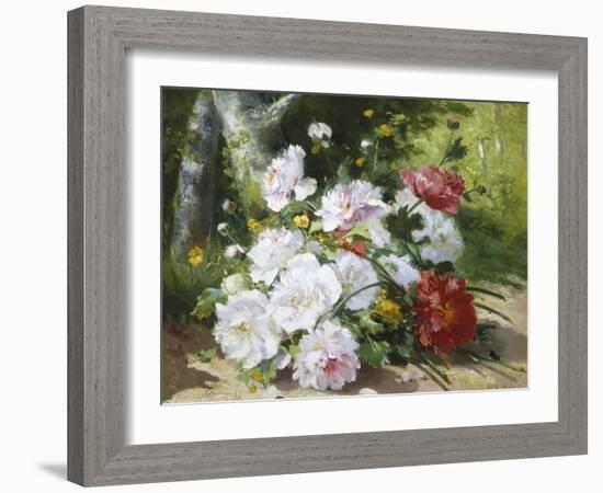 Still Life of Mixed Summer Flowers-Eugene Henri Cauchois-Framed Giclee Print