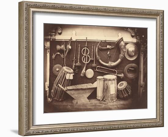 Still Life of Musical Instruments, c.1863-Edmond Lebel-Framed Photographic Print