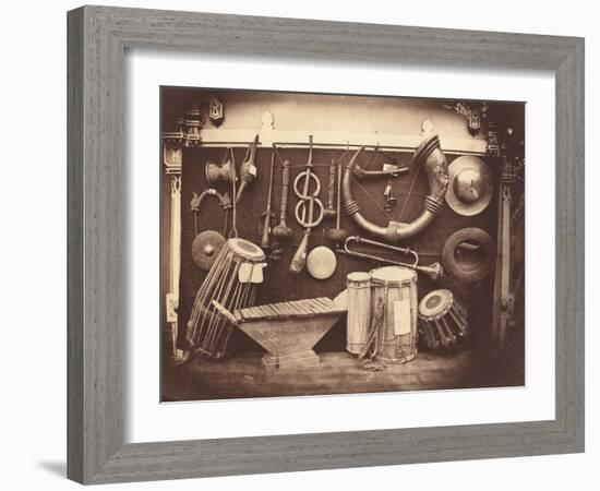 Still Life of Musical Instruments, c.1863-Edmond Lebel-Framed Photographic Print