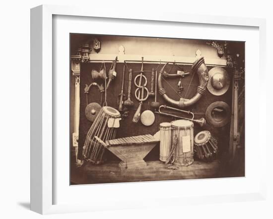 Still Life of Musical Instruments, c.1863-Edmond Lebel-Framed Photographic Print