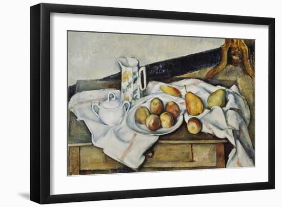 Still Life of Peaches and Pears, 1888-90-Paul Cézanne-Framed Giclee Print