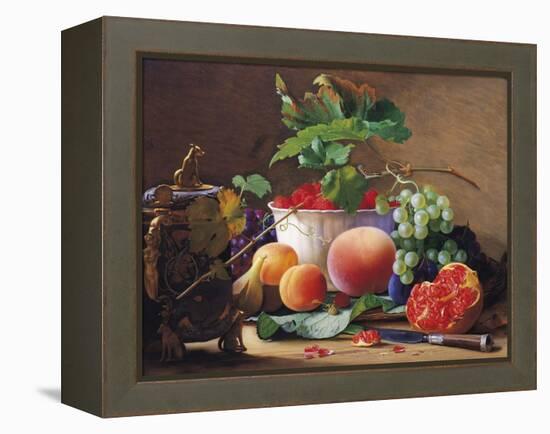 Still Life of Peaches, Pomegranates and Raspberries-Carl Vilhelm-Framed Premier Image Canvas