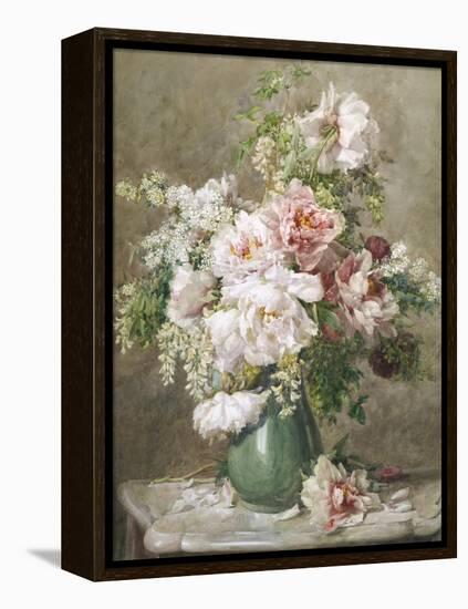 Still Life of Peonies and Roses-Francois Rivoire-Framed Premier Image Canvas