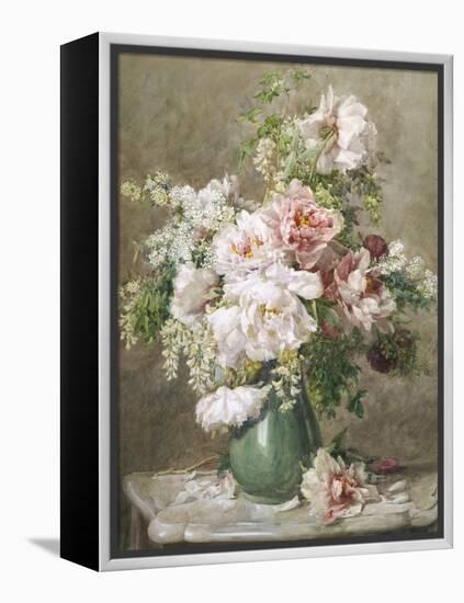 Still Life of Peonies and Roses-Francois Rivoire-Framed Premier Image Canvas