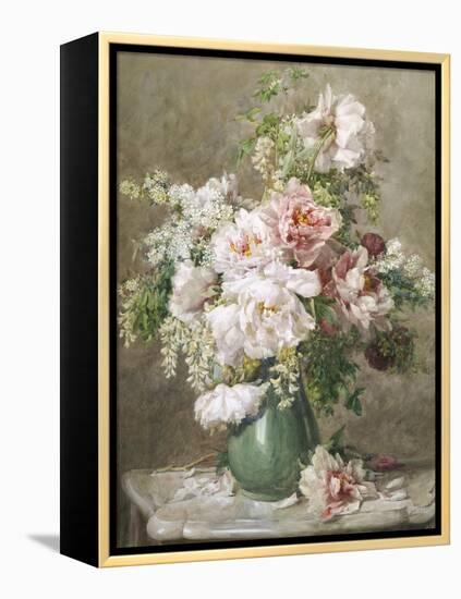 Still Life of Peonies and Roses-Francois Rivoire-Framed Premier Image Canvas