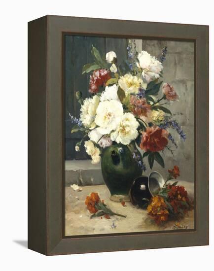 Still Life of Peonies and Wallflowers-Eugene Henri Cauchois-Framed Premier Image Canvas