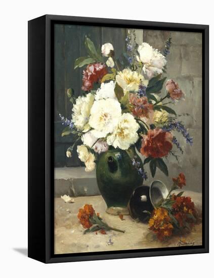 Still Life of Peonies and Wallflowers-Eugene Henri Cauchois-Framed Premier Image Canvas