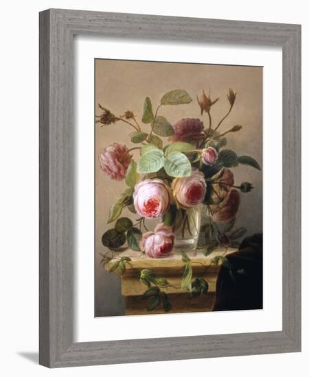 Still Life of Pink Roses in a Glass Vase-Hans Hermann-Framed Giclee Print