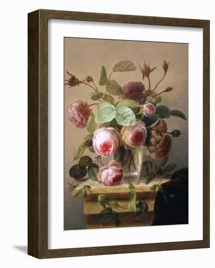 Still Life of Pink Roses in a Glass Vase-Hans Hermann-Framed Giclee Print