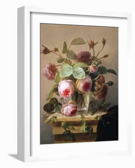 Still Life of Pink Roses in a Glass Vase-Hans Hermann-Framed Giclee Print