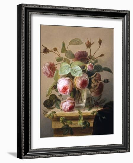 Still Life of Pink Roses in a Glass Vase-Hans Hermann-Framed Giclee Print