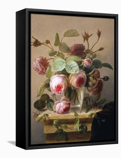 Still Life of Pink Roses in a Glass Vase-Hans Hermann-Framed Premier Image Canvas