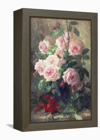 Still Life of Pink Roses-Frans Mortelmans-Framed Premier Image Canvas