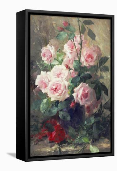 Still Life of Pink Roses-Frans Mortelmans-Framed Premier Image Canvas