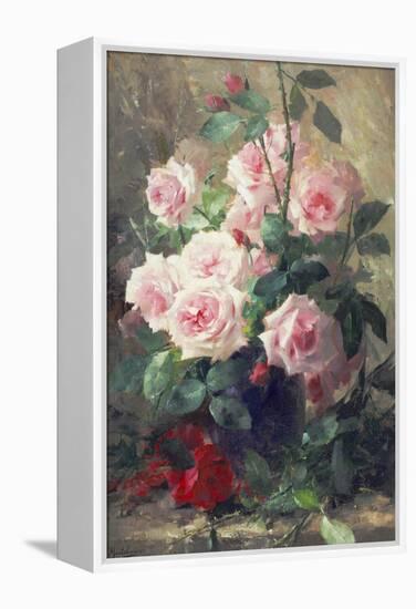 Still Life of Pink Roses-Frans Mortelmans-Framed Premier Image Canvas