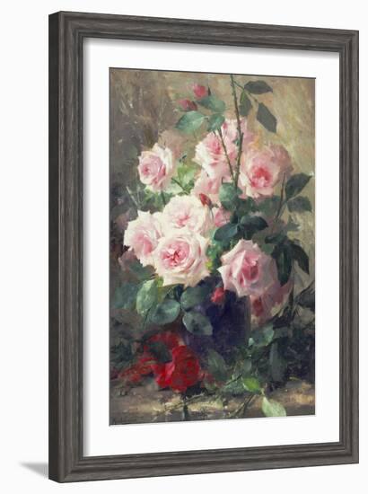 Still Life of Pink Roses-Frans Mortelmans-Framed Giclee Print