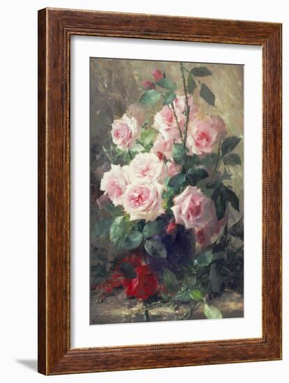 Still Life of Pink Roses-Frans Mortelmans-Framed Giclee Print