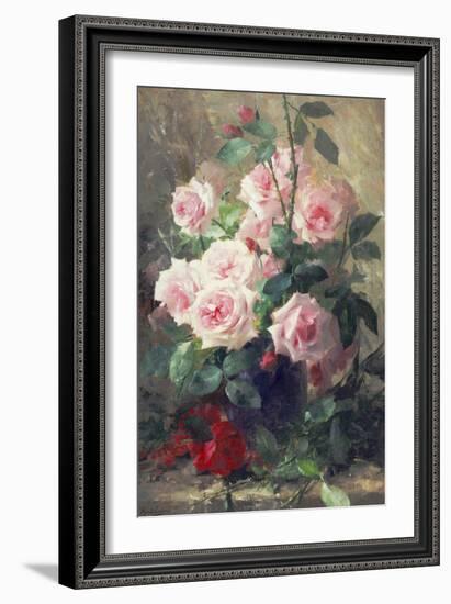 Still Life of Pink Roses-Frans Mortelmans-Framed Giclee Print