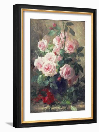 Still Life of Pink Roses-Frans Mortelmans-Framed Giclee Print