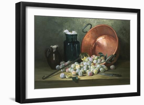 Still Life of Plums and Jam-Making Utensils-Paul Gagneux-Framed Giclee Print