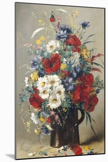 Still Life of Poppies, Daisies and Cornflowers-Eugene Henri Cauchois-Mounted Giclee Print