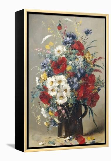 Still Life of Poppies, Daisies and Cornflowers-Eugene Henri Cauchois-Framed Premier Image Canvas