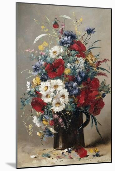 Still Life of Poppies, Daisies and Cornflowers-Eugene Henri Cauchois-Mounted Giclee Print