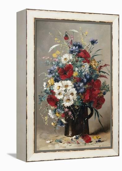 Still Life of Poppies, Daisies and Cornflowers-Eugene Henri Cauchois-Framed Premier Image Canvas