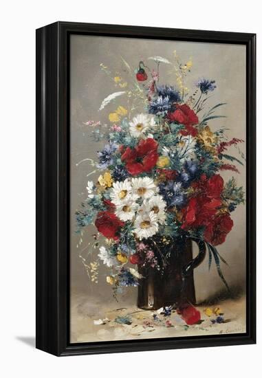 Still Life of Poppies, Daisies and Cornflowers-Eugene Henri Cauchois-Framed Premier Image Canvas