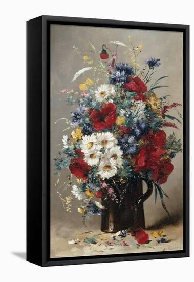 Still Life of Poppies, Daisies and Cornflowers-Eugene Henri Cauchois-Framed Premier Image Canvas