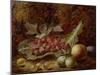 Still Life of Raspberries, Gooseberries, Peach and Plums on a Mossy Bank-Oliver Clare-Mounted Giclee Print