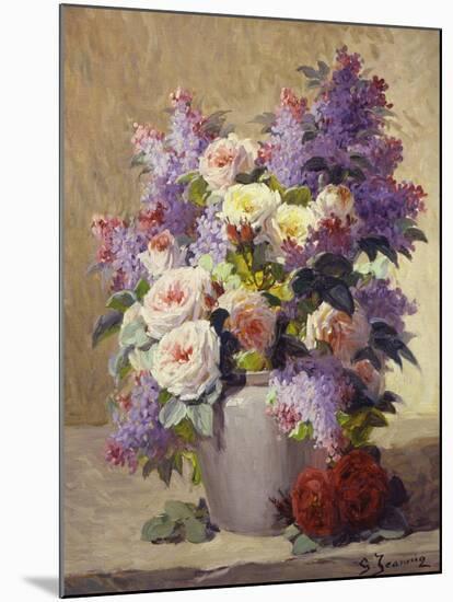 Still Life of Roses and Lilacs-Georges Jeannin-Mounted Giclee Print