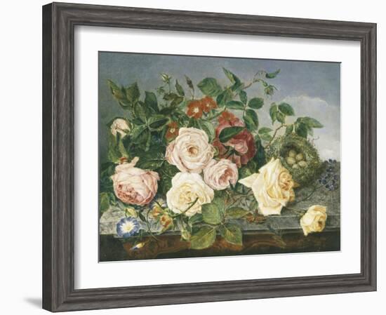 Still Life of Roses and Morning Glory-Eloise Harriet Stannard-Framed Giclee Print